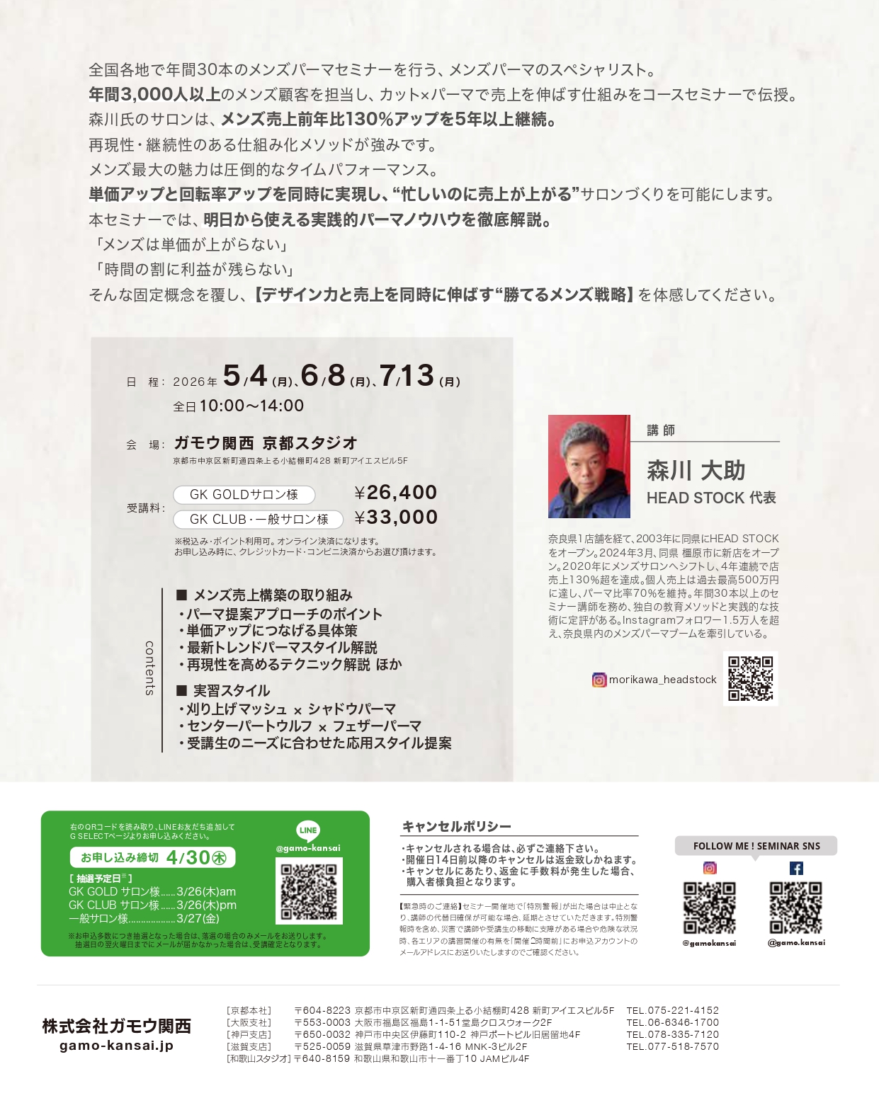 [京都]メンズ売上 直結型育成塾