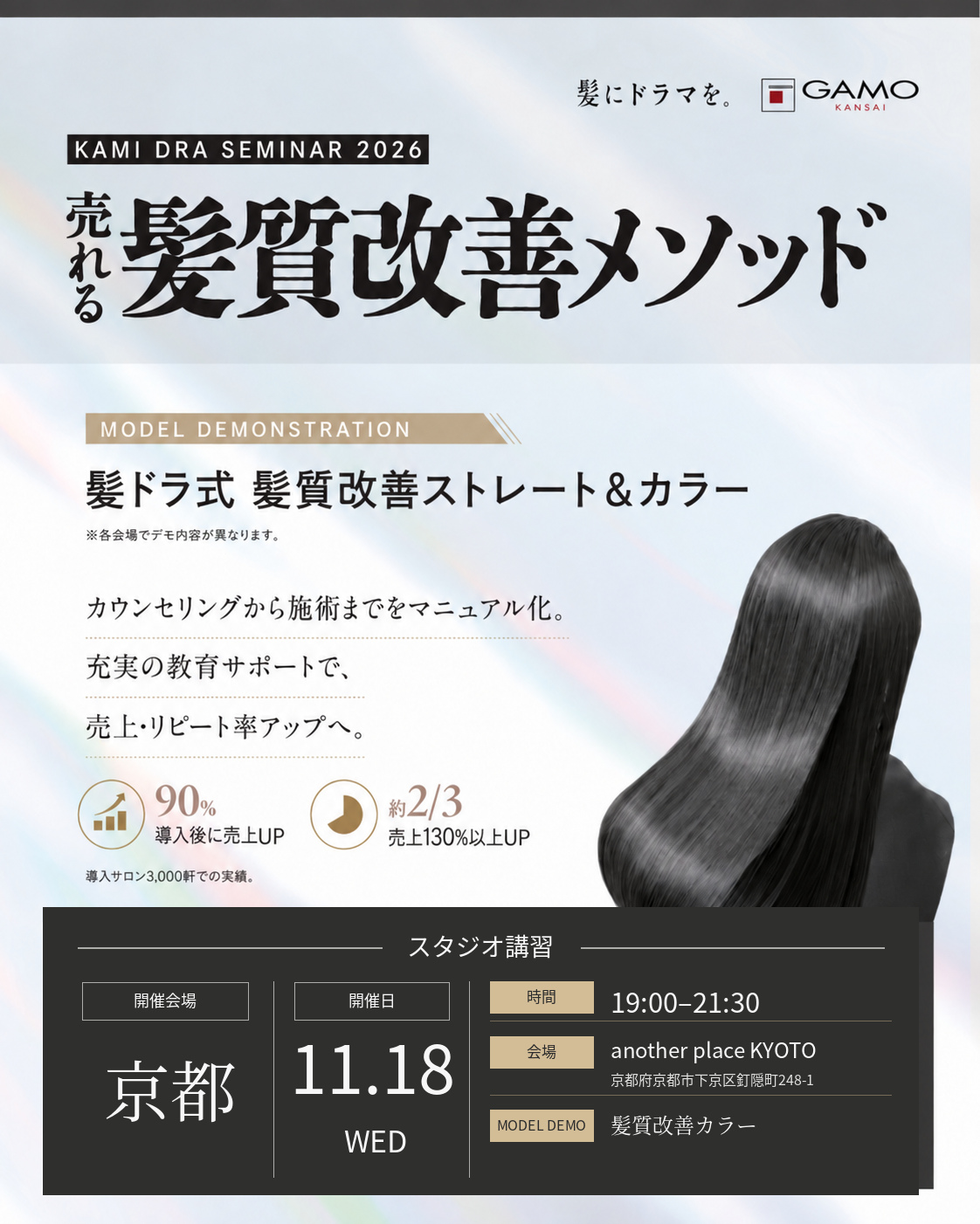 [京都]髪ドラセミナー「売れる髪質改善メソッド」