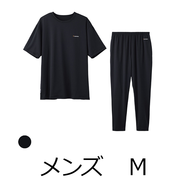 ガモウ関西 10%OFF　ベネクス リカバリーウェア リフレッシュTシャツ　＆　ロングテーパードパンツセット　（メンズ・Mサイズ・ブラック）